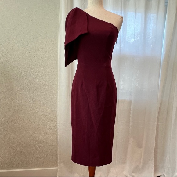 Dress the Population Dresses & Skirts - Dress the Population One-Shoulder Wine Sheath Dress XS NWT